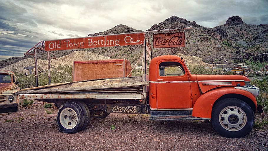 truk, minuman, kulkas, tanda-tanda, Amerika Serikat, Amerika, Amerika Utara, berkarat, Vintage, tua