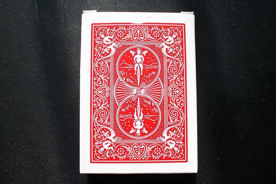 cartão, cartas mágicas, baralho, bicicleta, vermelho, close-up, ninguém, padronizar, dentro de casa, arte e artesanato
