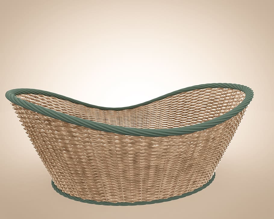 basket, wicker basket, wicker, osterkorb, basket ware, weave, woven, 3d, rendering, wattle