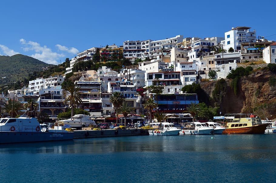 Crete, Agia Galini, Sea, Holiday, greek island, resort, port, boats, building exterior, house