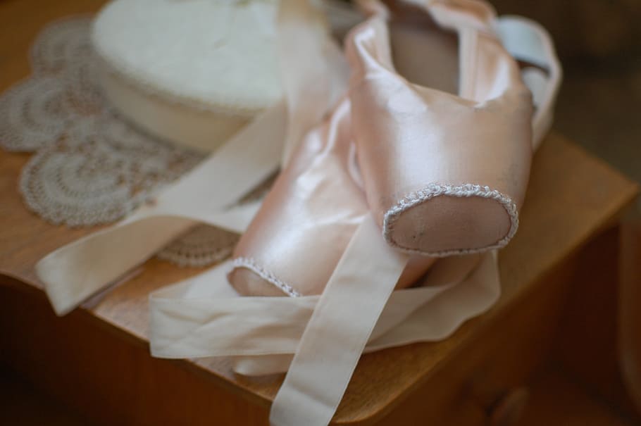 rosa, sapatos de bailarina, branco, laço, sapatilhas, balé, dança, bailarina, cetim, chinelo