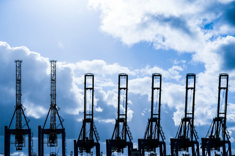 port, ship, crane, rotterdam, eur port, harbour cranes, harbour crane, industry, sky, cloud - sky