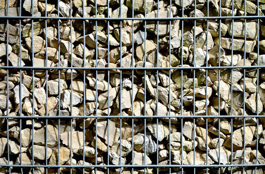 muro de gabionen, muro de piedra, muro de cuadrícula, material de construcción, textura, colección, estructura, patrón, resumen, fondo