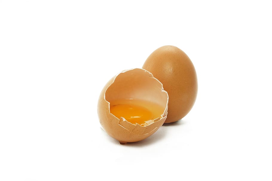 brown chicken egg, egg, yolk, food, protein, egg yolk, eat, hen's egg, nutrition, dine