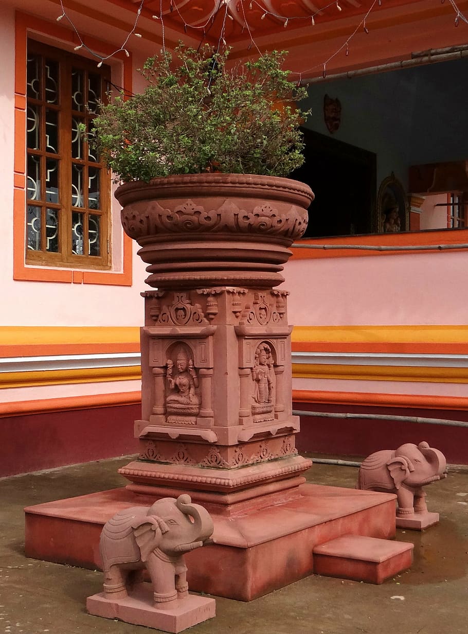 tulasi chaura, holy basil, podium, shrine, religion, goa, india, architecture, built structure, art and craft
