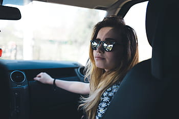 Attractive Business Woman Sunglasses Smiling Driving Stock Photo 225570928