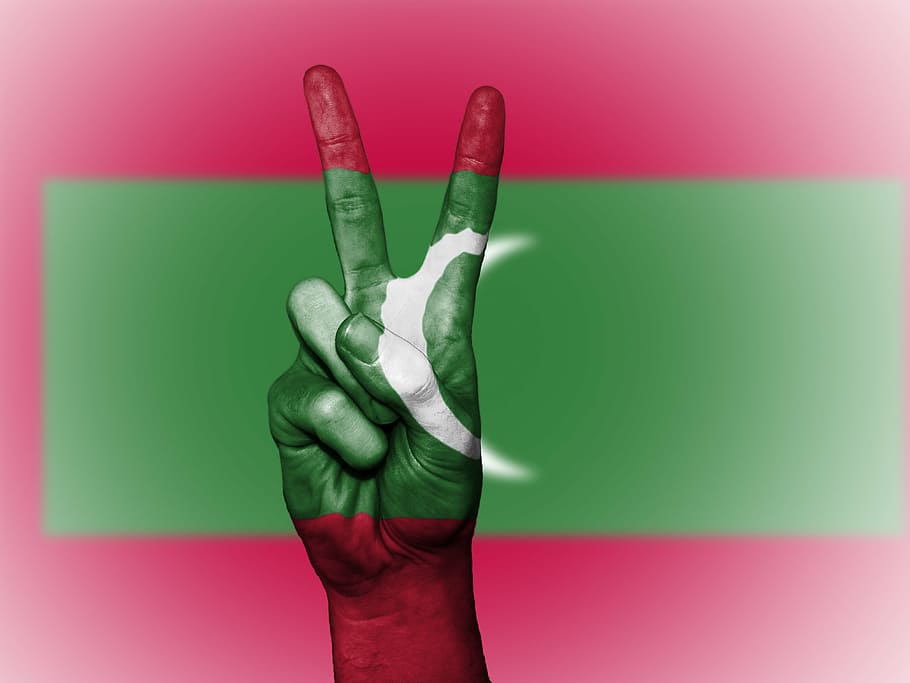 maldives, peace, hand, nation, background, banner, colors, country, ensign, flag