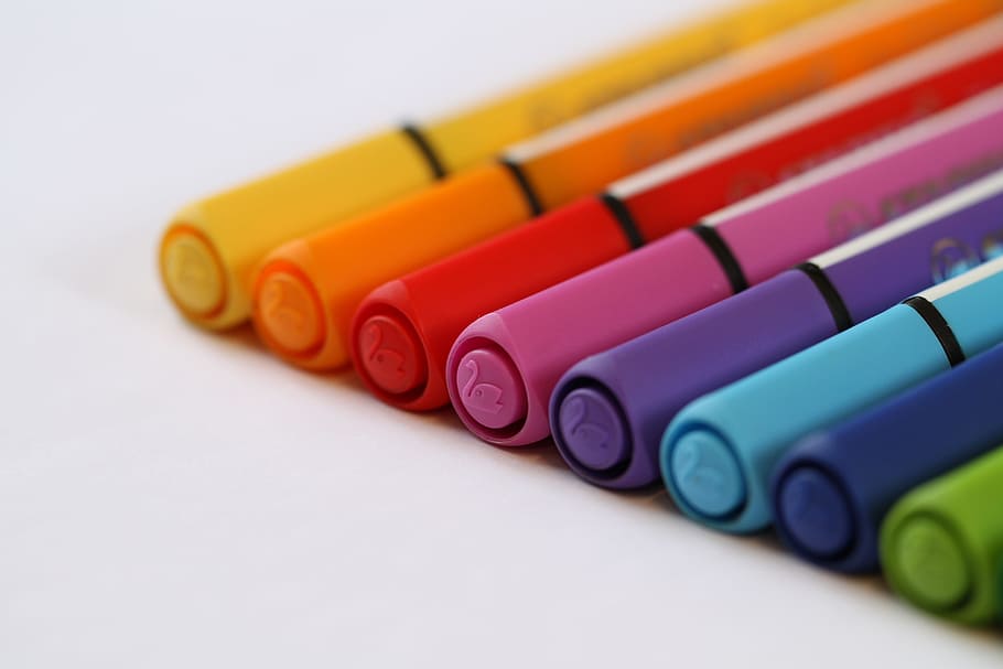 pens, trio scribbi, stabilo, fiber painter, colored pencils, colorful, paint, crayons, draw, color