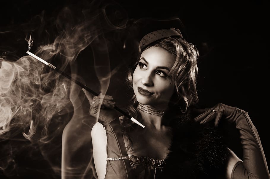 smoke, cigarettes, smoking, mouthpiece, old photo, vintage photo, cinema, actress, tobacco, nicotine