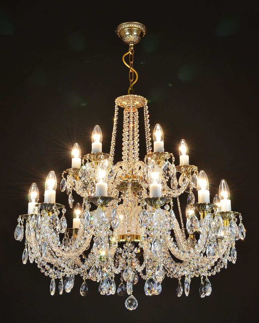 clear, brown, uplight chandelier, crystal chandelier from the czech republic, pendants 30 lead crystal, swarovski, chandelier, decoration, electric Lamp, ornate