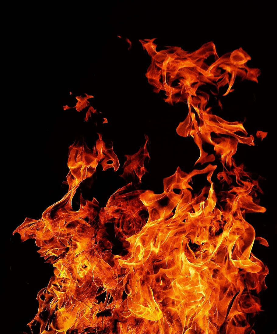 火, 炎, 激しい, ホット, オレンジ, 赤, 燃焼, 火-自然現象, 熱-温度, 光る