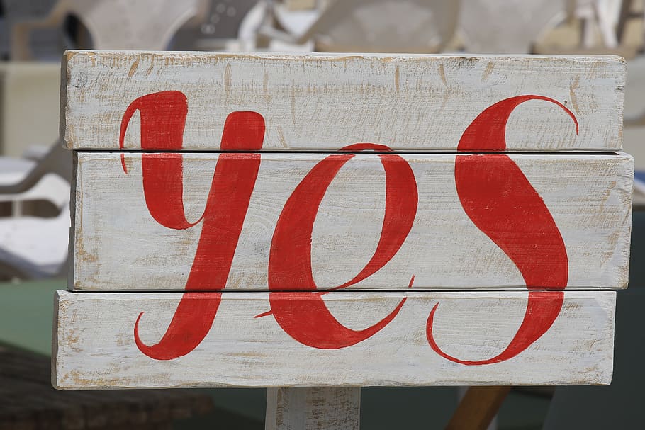 yes, sign, positive, communication, approval, text, red, western script, information, close-up