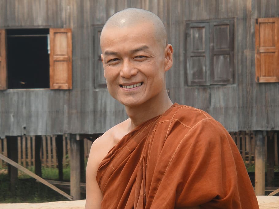 monk, myanmar, religion, buddhism, burma, faith, faithful, portrait, one person, shaved head