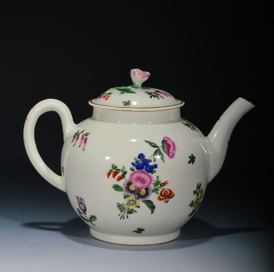 Pot, Flagon, Porcelain, Container, kettle, teapot, tea cup, studio shot, black background, tea - hot drink