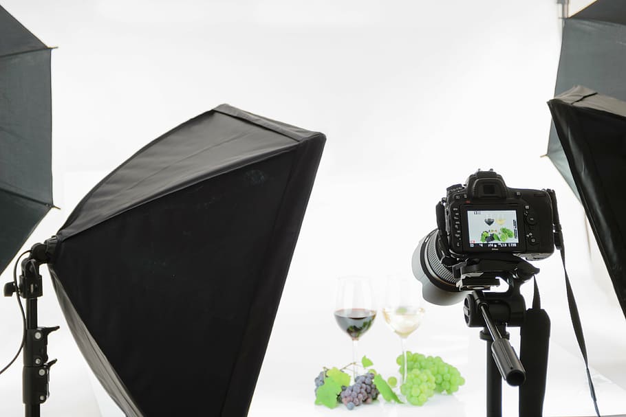 photoshoot, wine glasses, filled, green, purple, grape wines, grapes, advertising, advertising agency, business