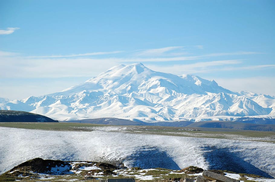 snow-capped, mount, elbrus, highest, Snow, capped, Mount Elbrus, Point, Russia, photos