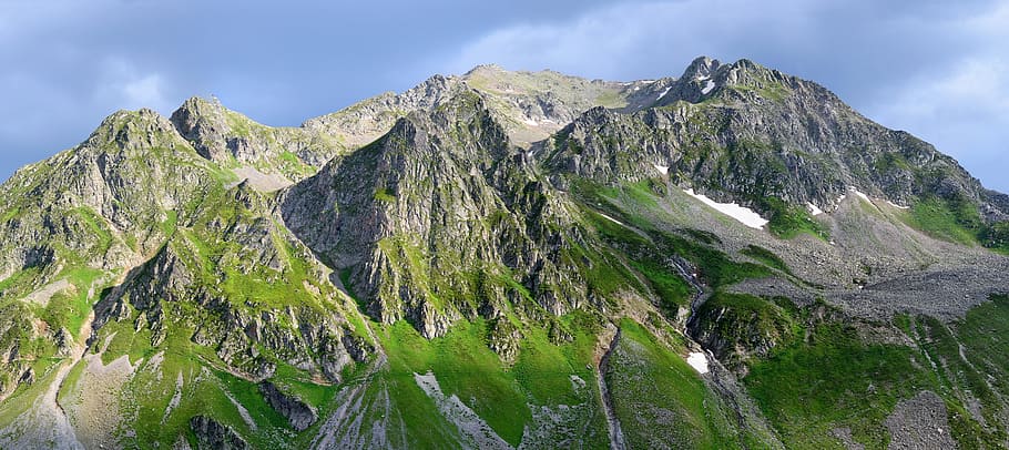 marrón, verde, hierba, montaña, Mar Negro, Turquía, Ispir, kaçkars, desde la entrada, montañas