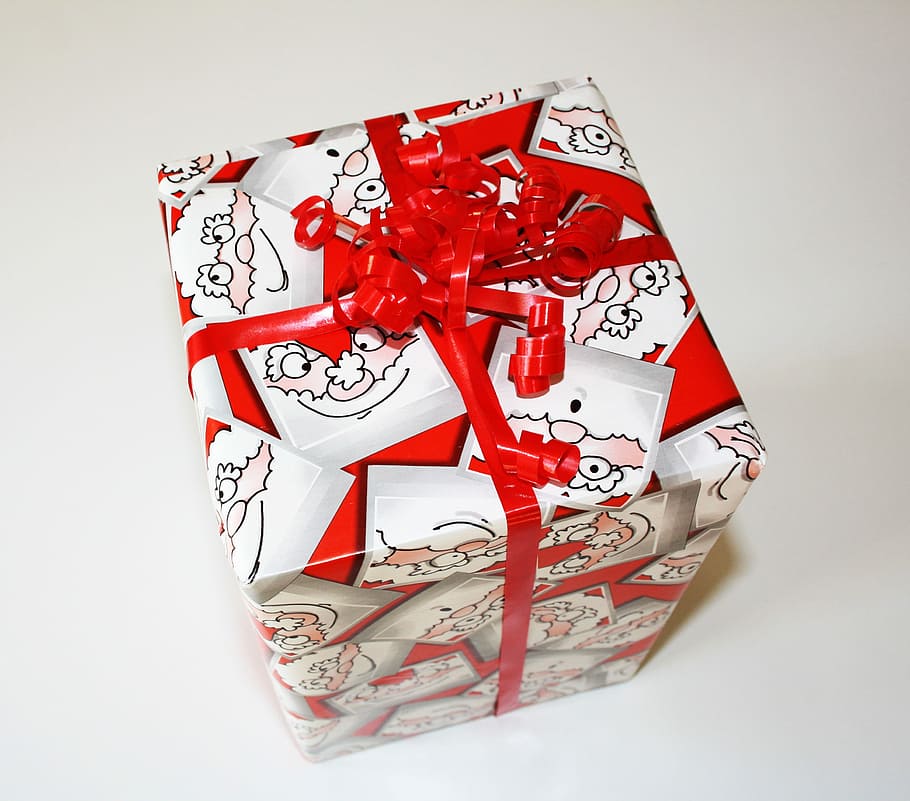 Pesta, Natal, hadiah, paket hadiah, selamat natal, salam, paket merah, paket, kotak hadiah, busur