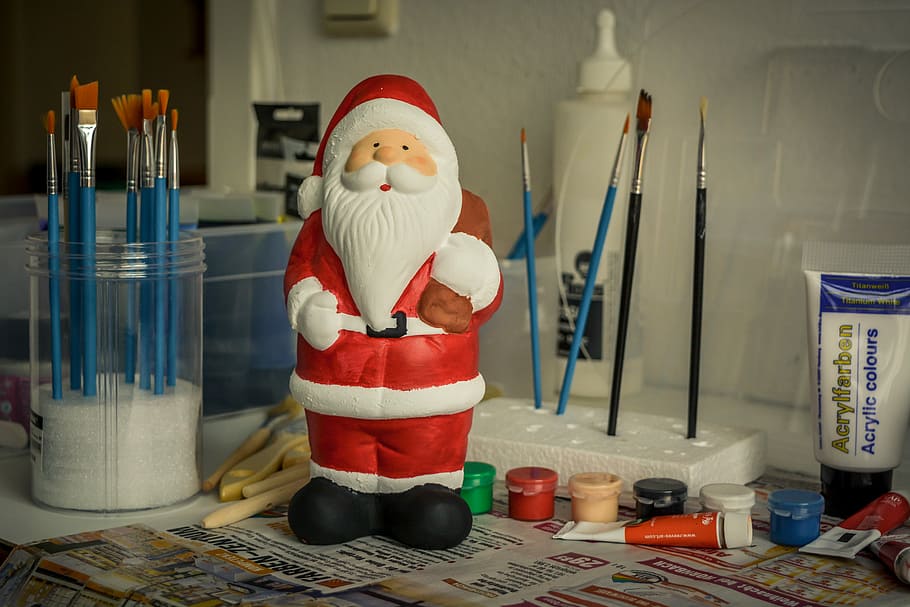 Christmas, Santa Claus, Figure, Tinker, paint, color, red, painted, advent, anticipation