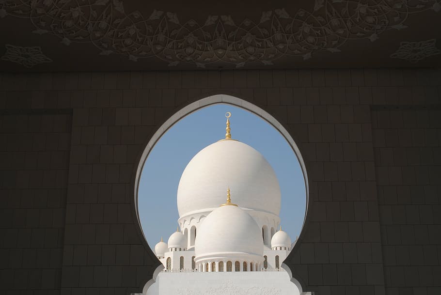 abu dhabi, white mosque, emirates, islam, architecture, sheikh zayid mosque, orient, built structure, building exterior, belief