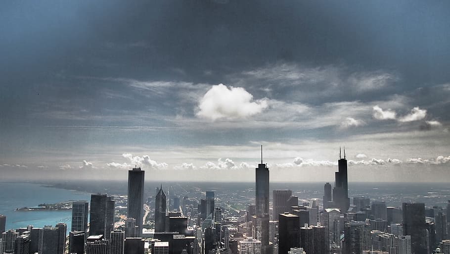 Chicago, Skyline, chicago, skyline, sky, architecture, cityscape, skyscraper, cloud - sky, city, building exterior