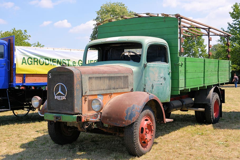 camión, oldtimer, históricamente, sin restaurar, mercedes-l4500s, imperio alemán, long hauber, modo de transporte, transporte, vehículo terrestre