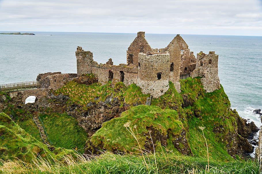 ireland, dunlunce castle, northern ireland, ruin, castle, landscape, nature, stones, infinite, old