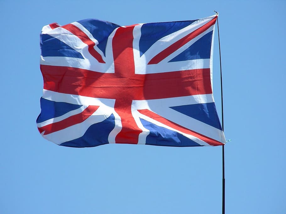flag, u.k., pole, union jack, flying, waving, breeze, flag pole, british, great britain