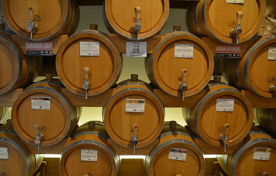 barriles, whisky, vino, madera, bebida, antiguo, contenedor, barril, almacenamiento, almacén