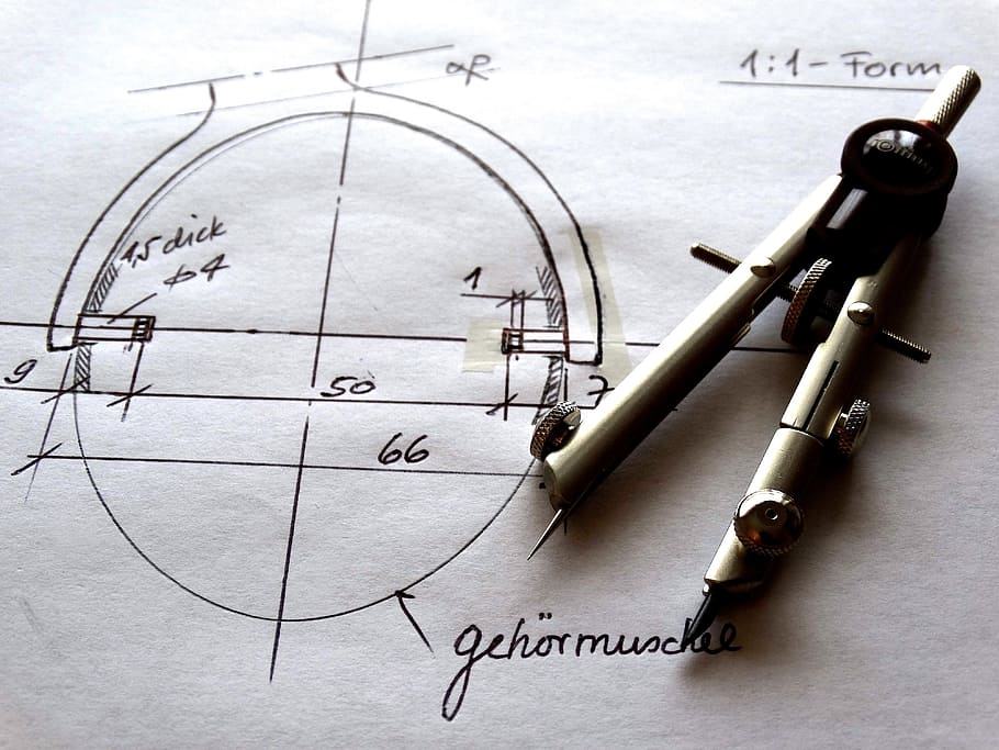 geometric, sketch, compass, draw, abstract, zirkel, technical, design, gage, plan