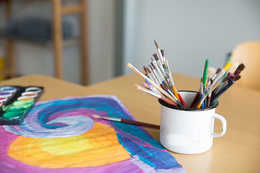 escuela, pintura, arte, lápices de colores, dibujar, papel, color, colorido, bolígrafos, tablero