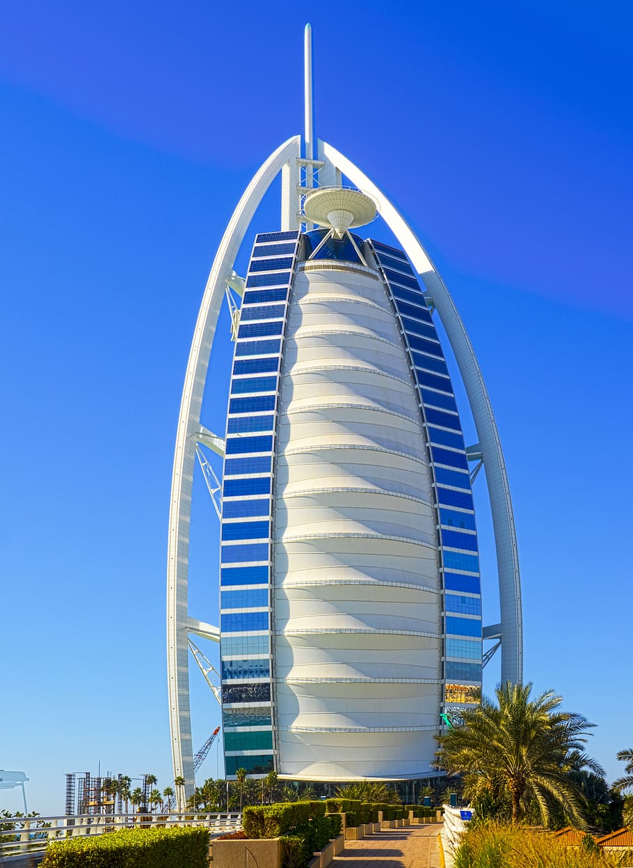 dubai, burj al arab, arquitetura, férias, hotel, cidade, emirados árabes, estrutura construída, céu, azul