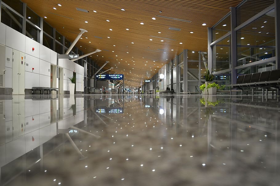 marble, floored, building, tilt-shift, lens, architectural, photography, airport, international, travel