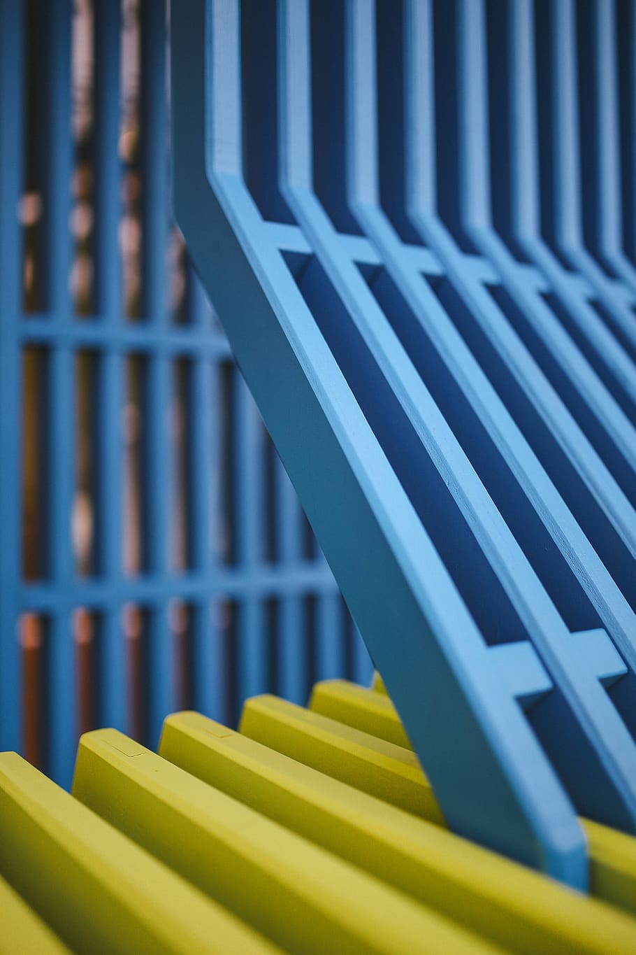 fence, wooden, wood, bars, colour, construction, Colourful, sand, blue, close-up