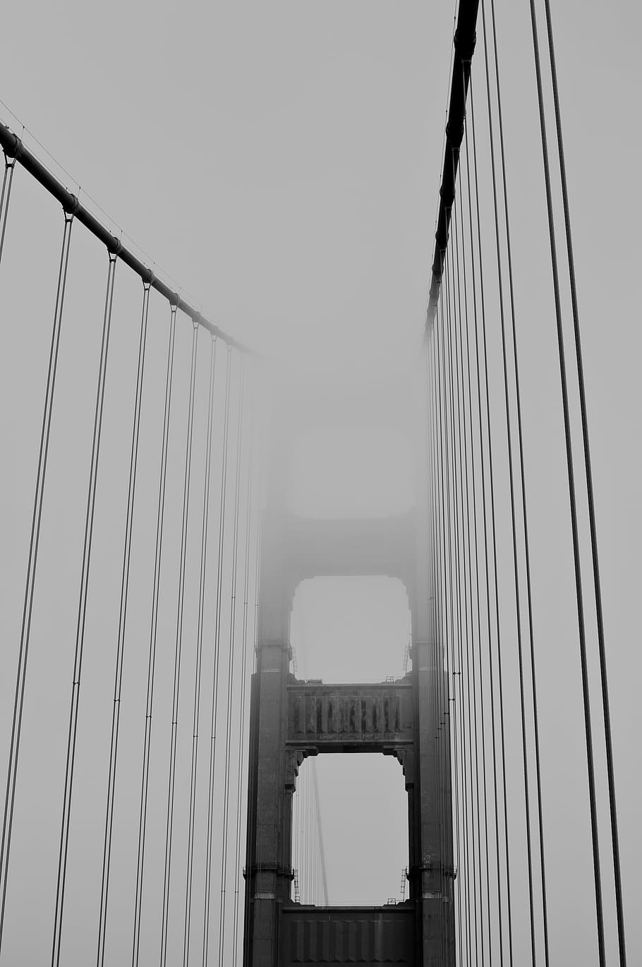 foto grayscale, emas, jembatan gerbang, san francisco, california, grey, suspensi, jembatan, Jembatan Golden Gate, arsitektur