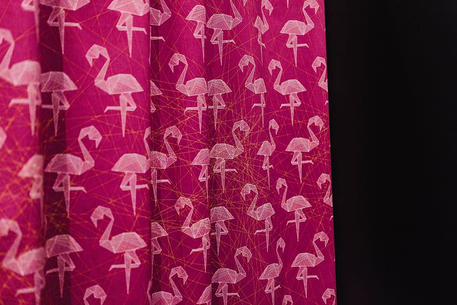 material, Pink, Flamingo, Fabric, textile, text, close-up, red, pattern, indoors