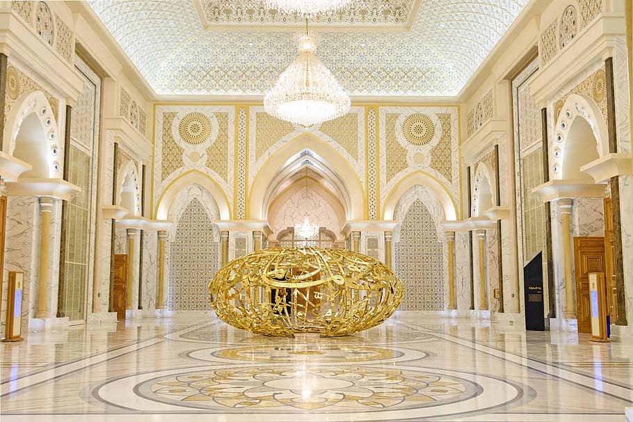 palácio presidencial, emirados árabes unidos, palácio, interior, muçulmano, islão, turismo, ouro, árabe, tradição