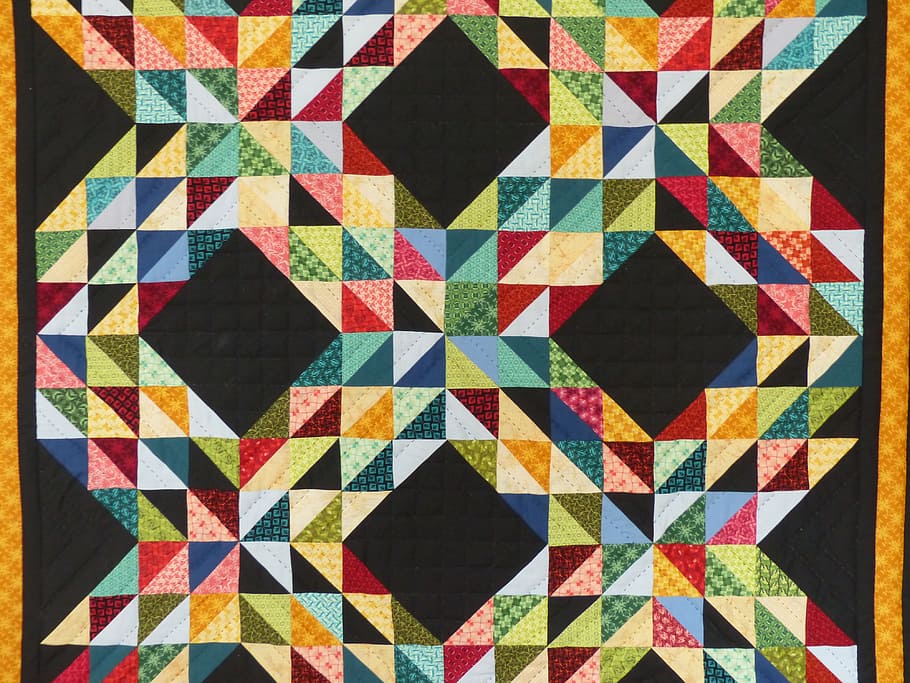 karya seni abstrak beraneka warna, selimut kain perca, kain perca, karpet kain perca, selimut, karpet, permadani, berwarna-warni, buatan sendiri, dijahit sendiri