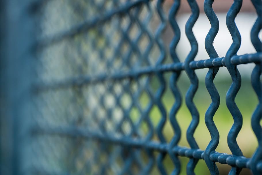 Grid, Fence, Imprisoned, Barriers, behind barriers, prison, blurry, wave, metal, iron