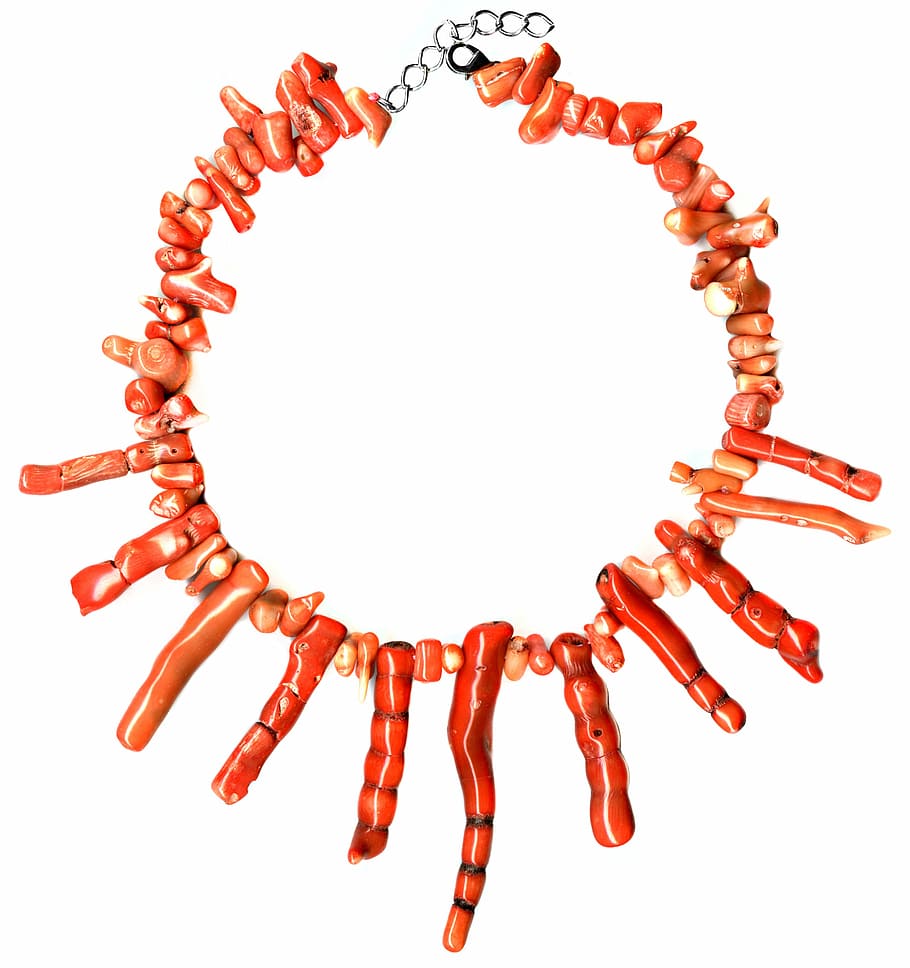 coral, fossil, necklace, choker, orange, genuine, semiprecious, ocean, stone, gemstones