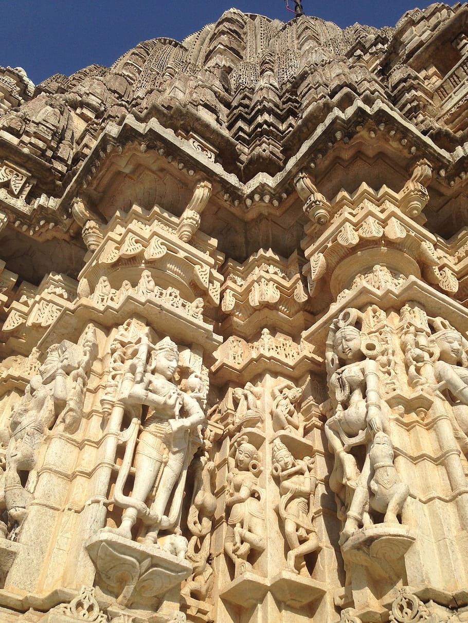 edificio de hormigón de color beige, ranakpur, rajasthan, india, viajes, asia, jain, templo, jainismo, histórico