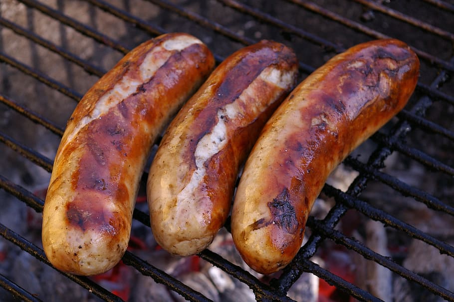 grilled sausages, grilled meats, barbecue, meat, grill, delicious, eat, grilled, charcoal, tasty