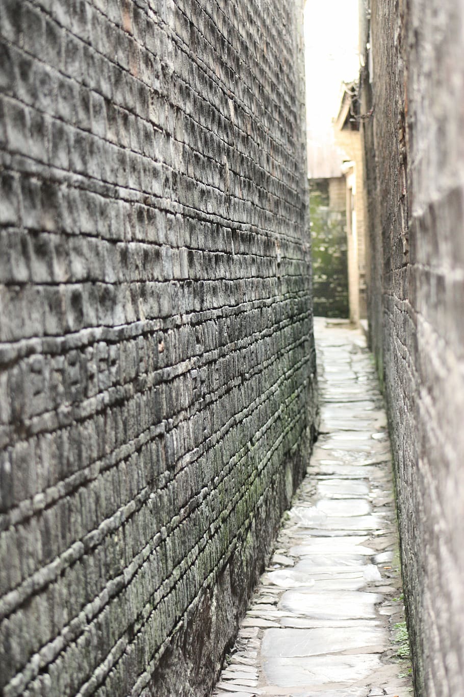 Alleyway, China, narrow, brick wall, built structure, history, architecture, day, wall, direction