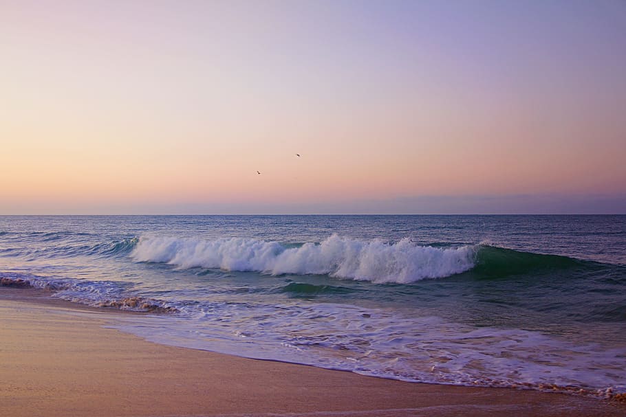 ocean waves, faro, portugal, algarve, most beach, atlantic coast, empty beach, mood, ocean, beautiful beaches
