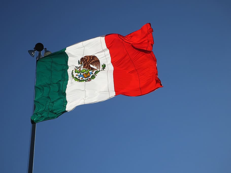 flag, mexico, country, banner, patriotism, nation, patriotic, sky, blue, clear sky