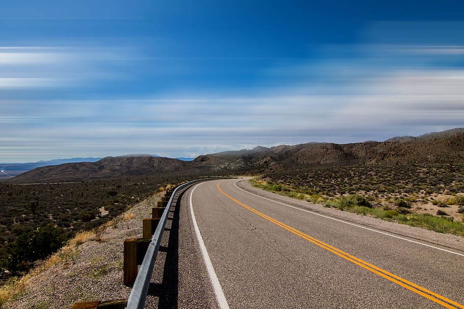 highway, usa, america, clouds, road, asphalt, california, arizona, road markings, central reservation