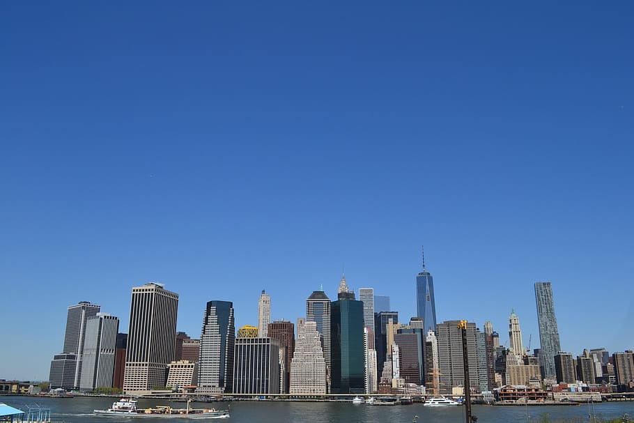 Manhattan, Horizonte, Paisagem, York, Nova Iorque, edifícios, metrópole, cidades, arranha céu, urbano Skyline