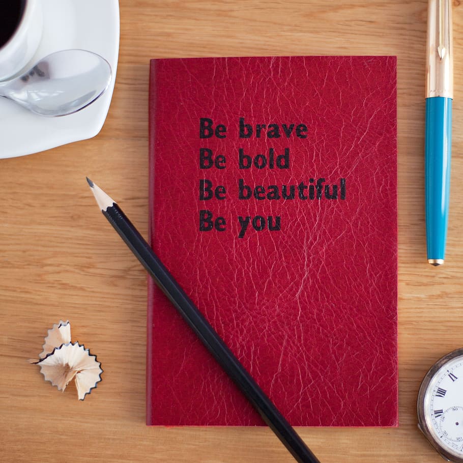 brave, bold, beautiful, printed, book, still, items, things, notebook, journal