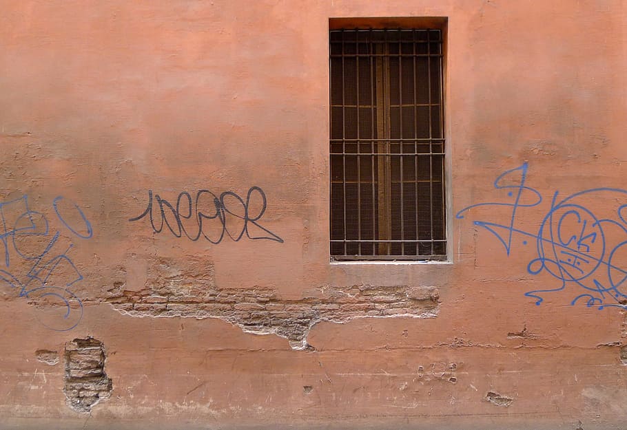 Graffiti, Bolonia, Muro, Italia, Ciudad, reja de ventana, arquitectura, ventana, estructura construida, exterior del edificio