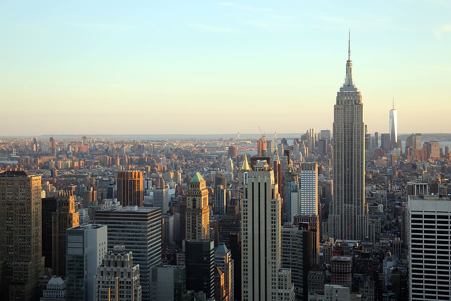 Nueva York, ciudad, rascacielos, Estados Unidos, edificios, arquitectura, Manhattan, horizonte, Empire State Building, exterior del edificio